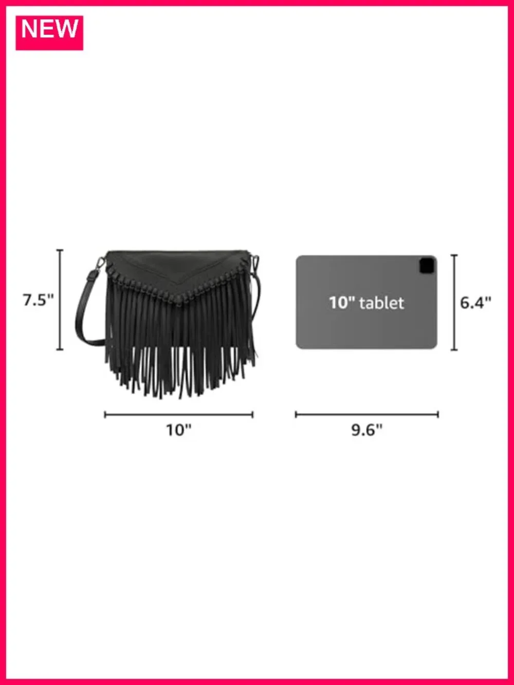 PU Leather Hobo Fringe Crossbody Tassel Purse Vintage Flap Bag
